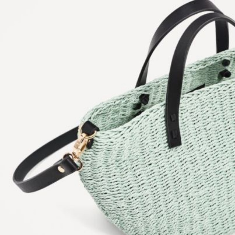 Zara NWT Mint Braided Mini Tote Bag - Picture 7 of 7